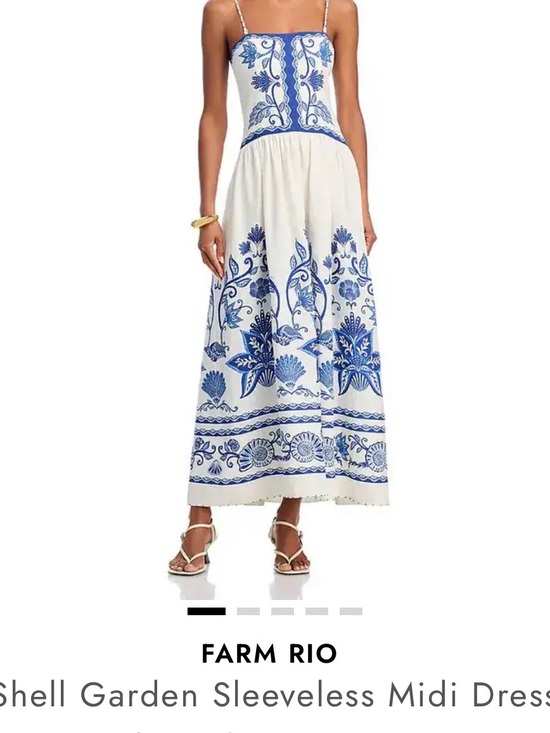 FARM Rio Dresses & Skirts - FARM Rio White Midi Dress with Blue Floral Embroidery